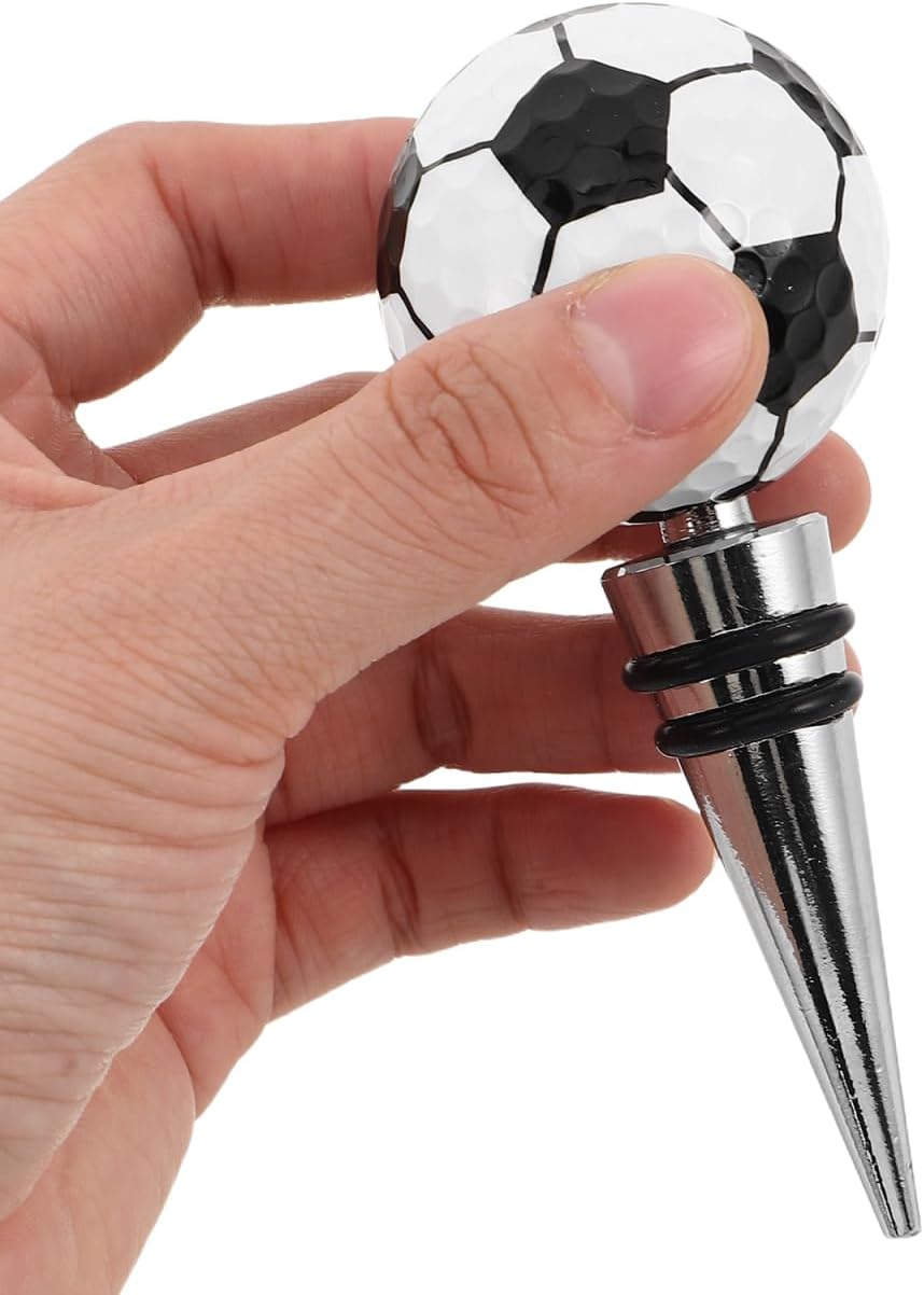 1 Ball Wine Stopper - Decorative Silicone And Alloy Bottle Sealer For Red Sparkling Drinks Novelty Sports Gift Preserver For Home Party Bar Decor BST202