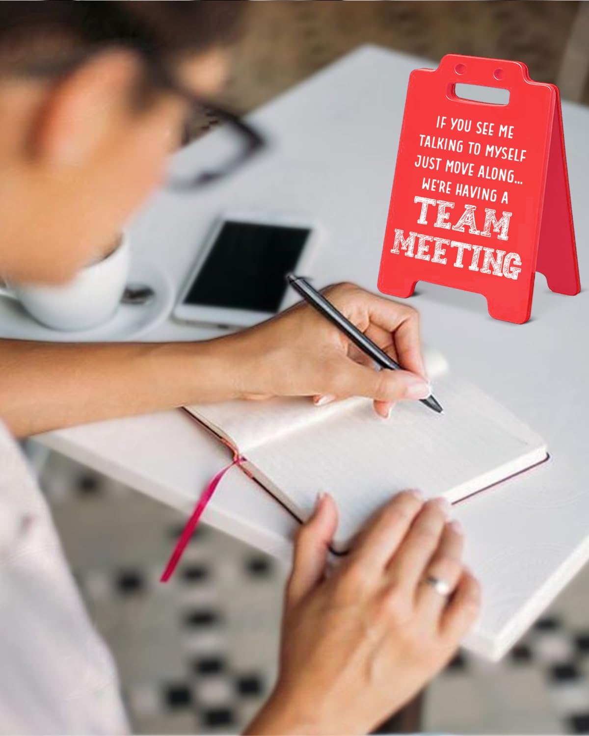 Funny Team Office Desk Decorative Sign If You See Me Talking to Myself We're Having a Team Meeting Desk Sign for Office Cubicle Decor BST202