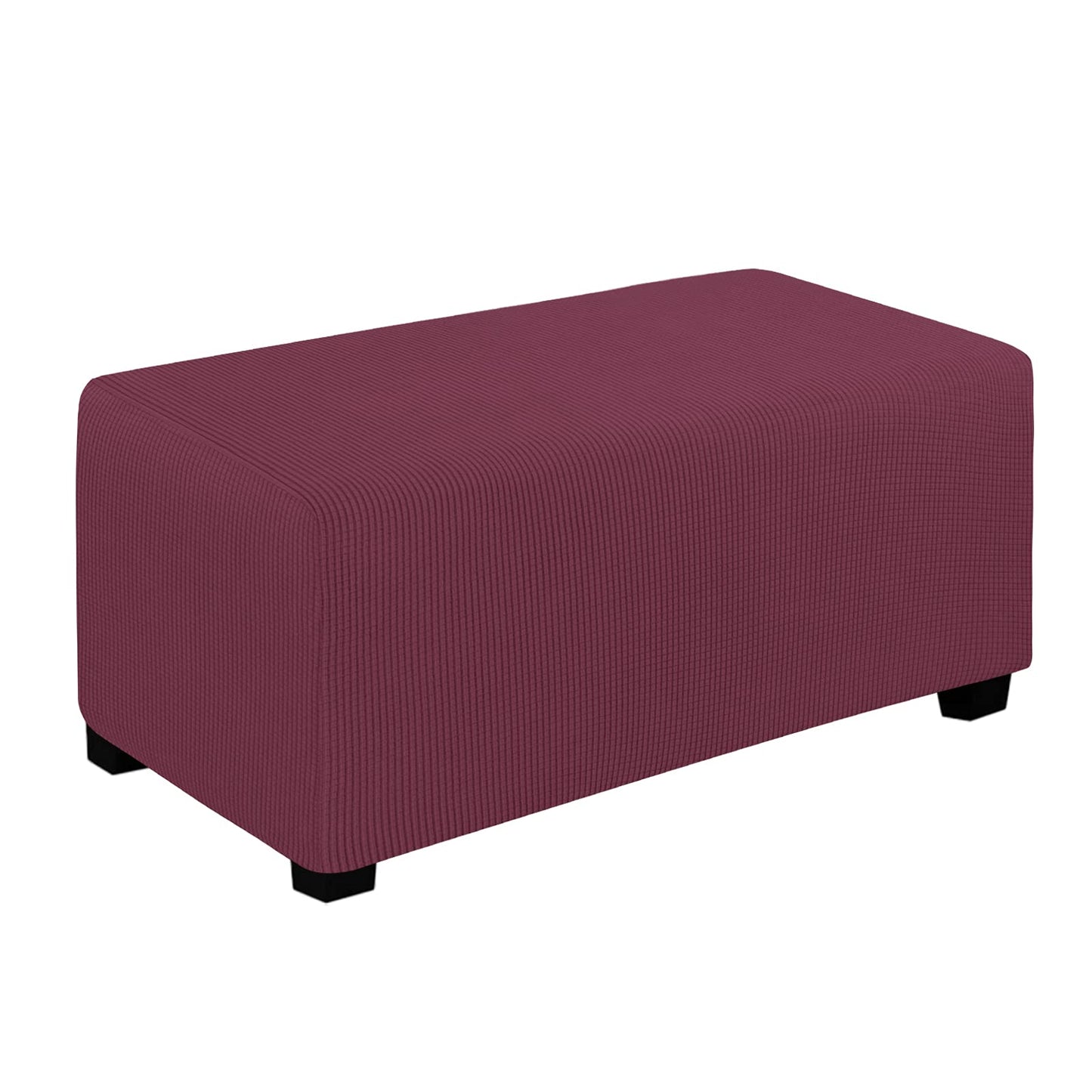Easy-Going Stretch Square Ottoman Cover 15x15x15inch Dark Blue | Folding Storage Footstool cover Furniture Protector Soft Rectangle slipcover with Elastic Bottom BST202