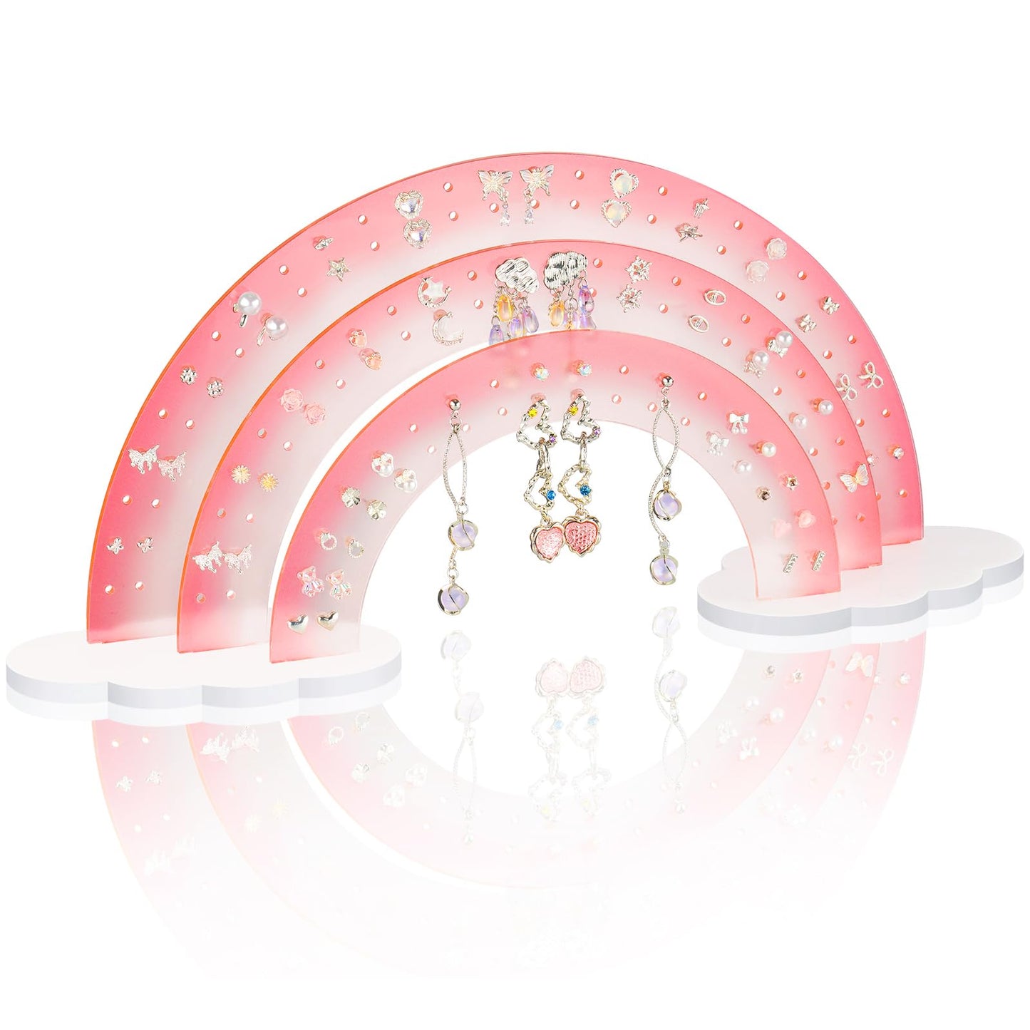 NiHome Earring Organizer Holder, 3-Tier 140 Holes Display, Iridescent | Lightweight Sturdy Fade-Resistant Vanity and Bathroom Storage Detachable Easy Assembly Travel-Friendly Design BST326H