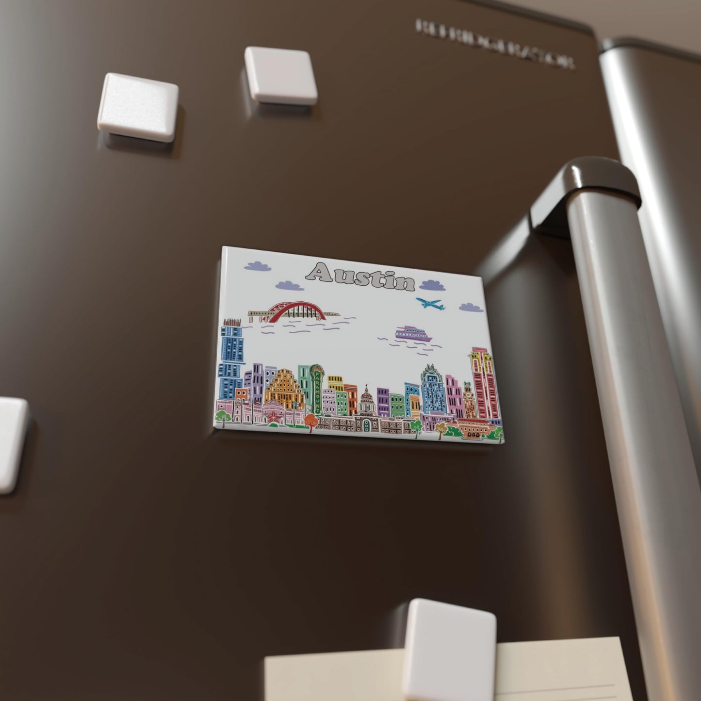 City Themed Artwork Magnet Collection by Beary Blu - Designed in The USA, Collectible Souvenirs Gifts 2.5" x 3.5" (Dallas) BST220
