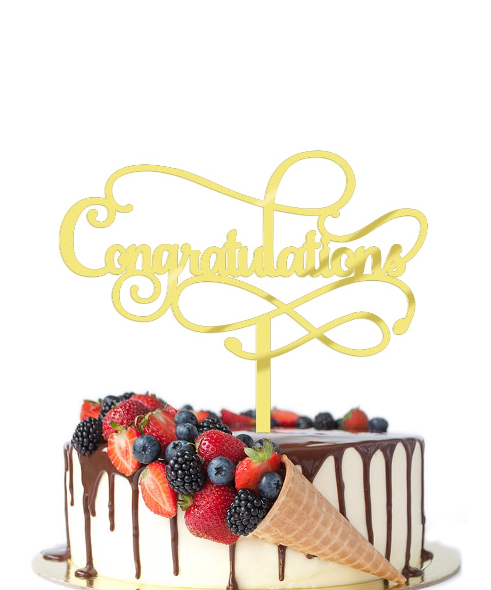 Congratulations Cake Topper,Congratulations 2026 Graduation | Cake Topper,Graduation, Wedding, Retirement, Birthday, Anniversary, Celebration Party Decorations Supplies (Black Gold) BST202