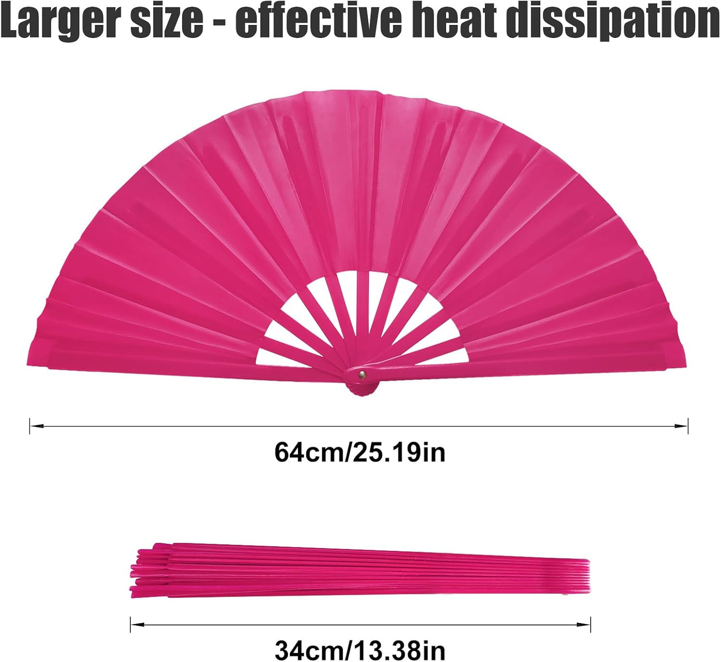 Handheld Folding Fan 13 Inch, Hand Fans for Women Foldable, Large Rave Fan, Dance Performance Prop Fan, Boots on the Ground Fan, Cool Fan on the Street Portable for Outdoor (1 Pcs Rose) WN420