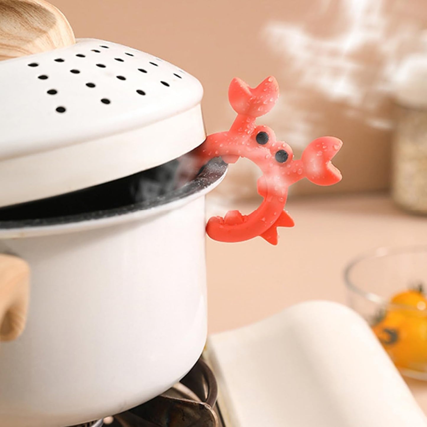 4 Pcs Crab Spatula Holder, Crab Spoon Holder for Pot, Crab Utensil Rest, Creative Crab Shaped Spatula Rack, Silicone Multifunctional Cute Crab Spatula Holder Anti-overflow Clip (Mixed Colors) BST220
