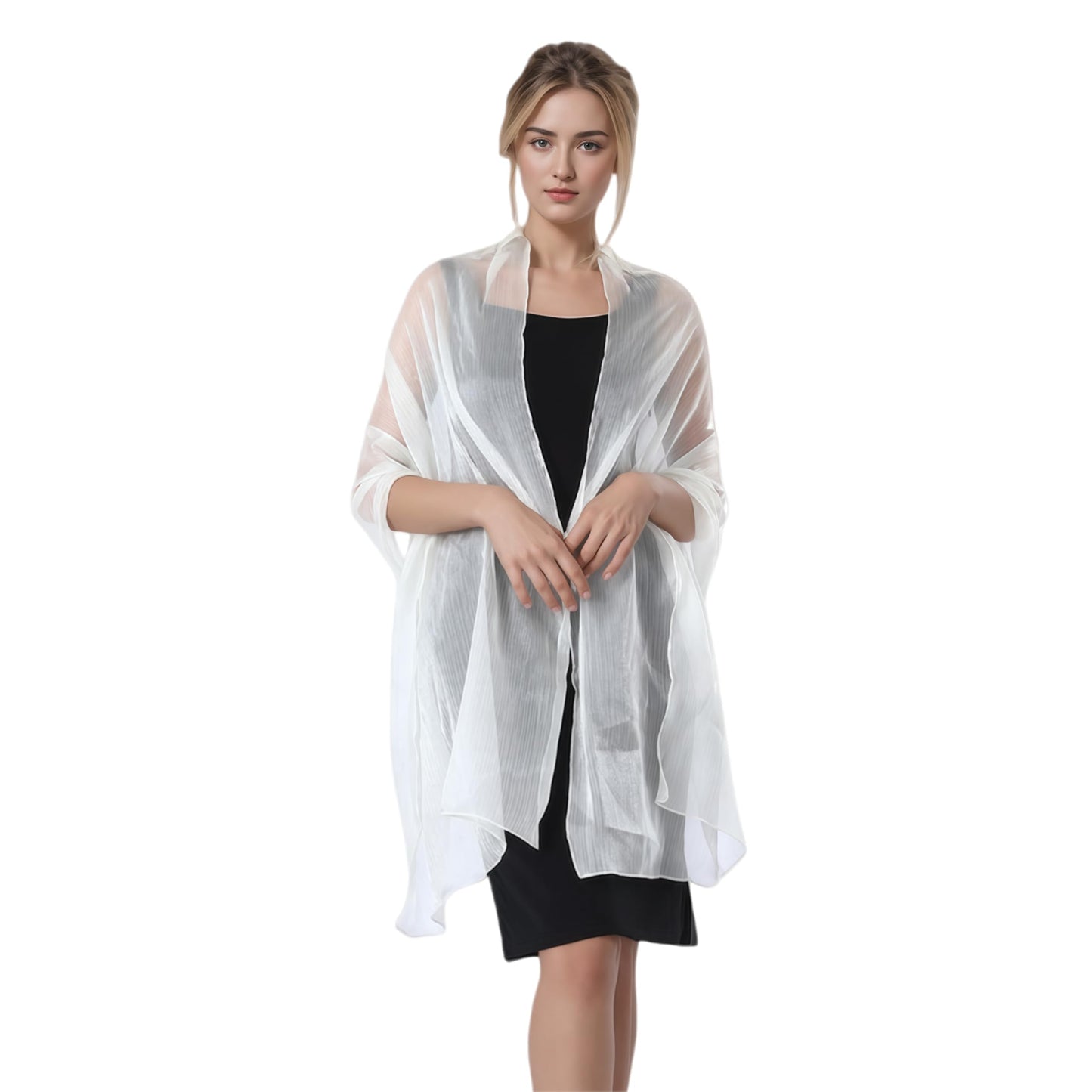 Women Sheer Crepe Shawl - Lightweight Soft Shimmer Wrap for Evening Party, Travel & Festival - Versatile Elegant WN420