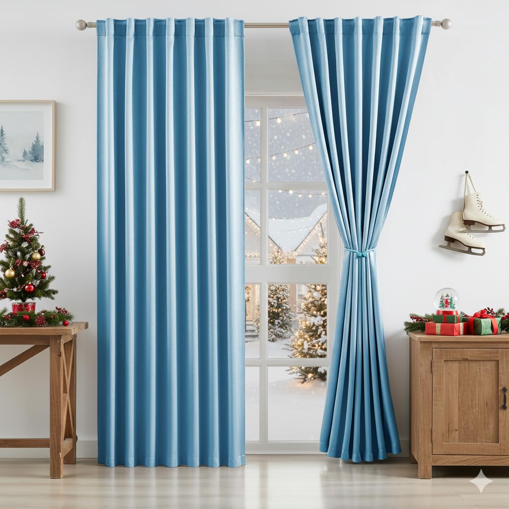 Bujasso Gray Jacquard Blackout Window Curtain Panels, 54" Wx84 Lx2 | Back Tab Rod Pocket with Magnetic Tiebacks,Thermal Insulated,85% Room Darkening Light Blocking Drapes for Bedroom Living Room BST326H