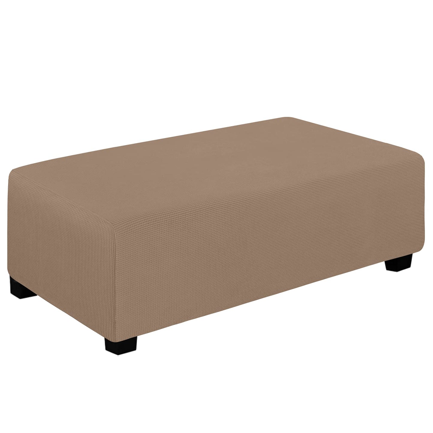 Easy-Going Stretch Square Ottoman Cover 15x15x15inch Dark Blue | Folding Storage Footstool cover Furniture Protector Soft Rectangle slipcover with Elastic Bottom BST202
