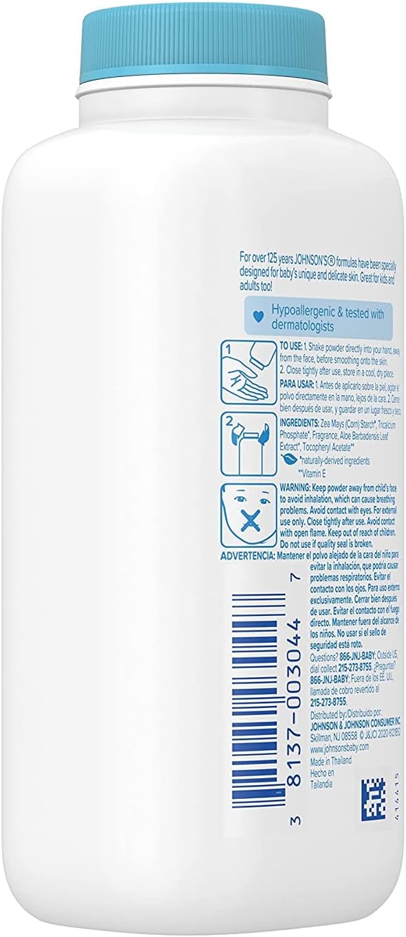Johnson's Baby Aloe & Vitamin E Baby Powder, 4 oz (Pack of 4)