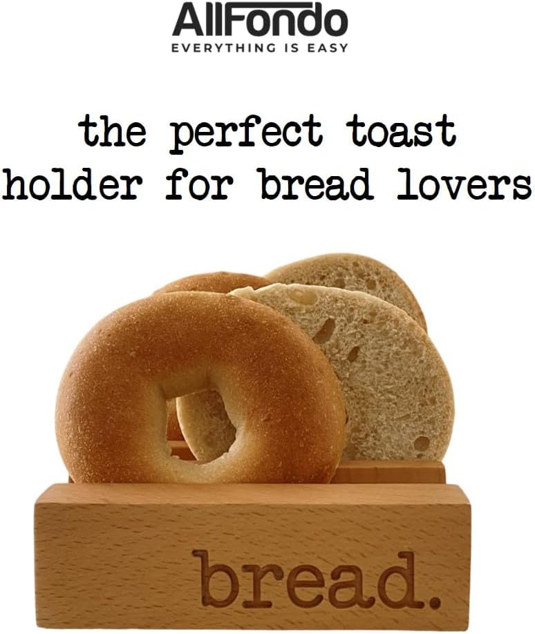 Toast Holder Rack | 4 Homemade Sourdough Bread Slice Wood Bread Rack | 8 Sandwich Type Slices Toast Stand | Compact Toast Holder Server BST220