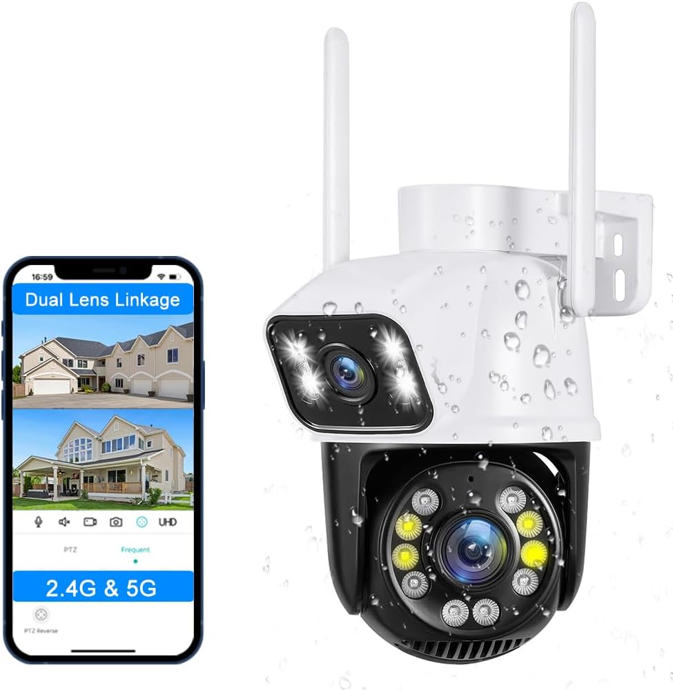 Wifi Smart Camera PTZ 2.4G/5G WiFi Outdoor security wireless 2X3MP Dual Lens 80