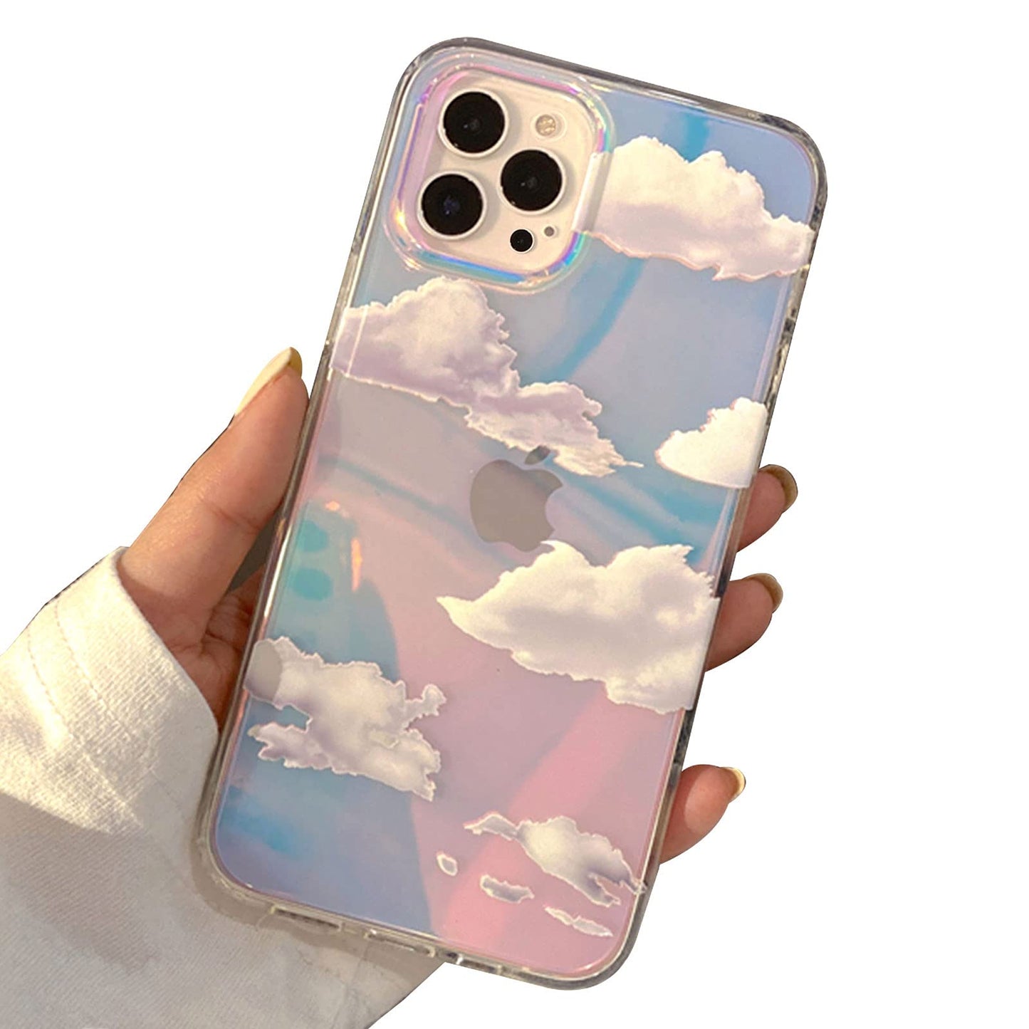 I-MGAE-IN-AR Compact Case for iPhone 16 Holographic Cloud Design,Cute Trendy Soft Slim TPU Shockproof Protective Phone Cases Cover for Women Girls Aesthetic Glitter WN420