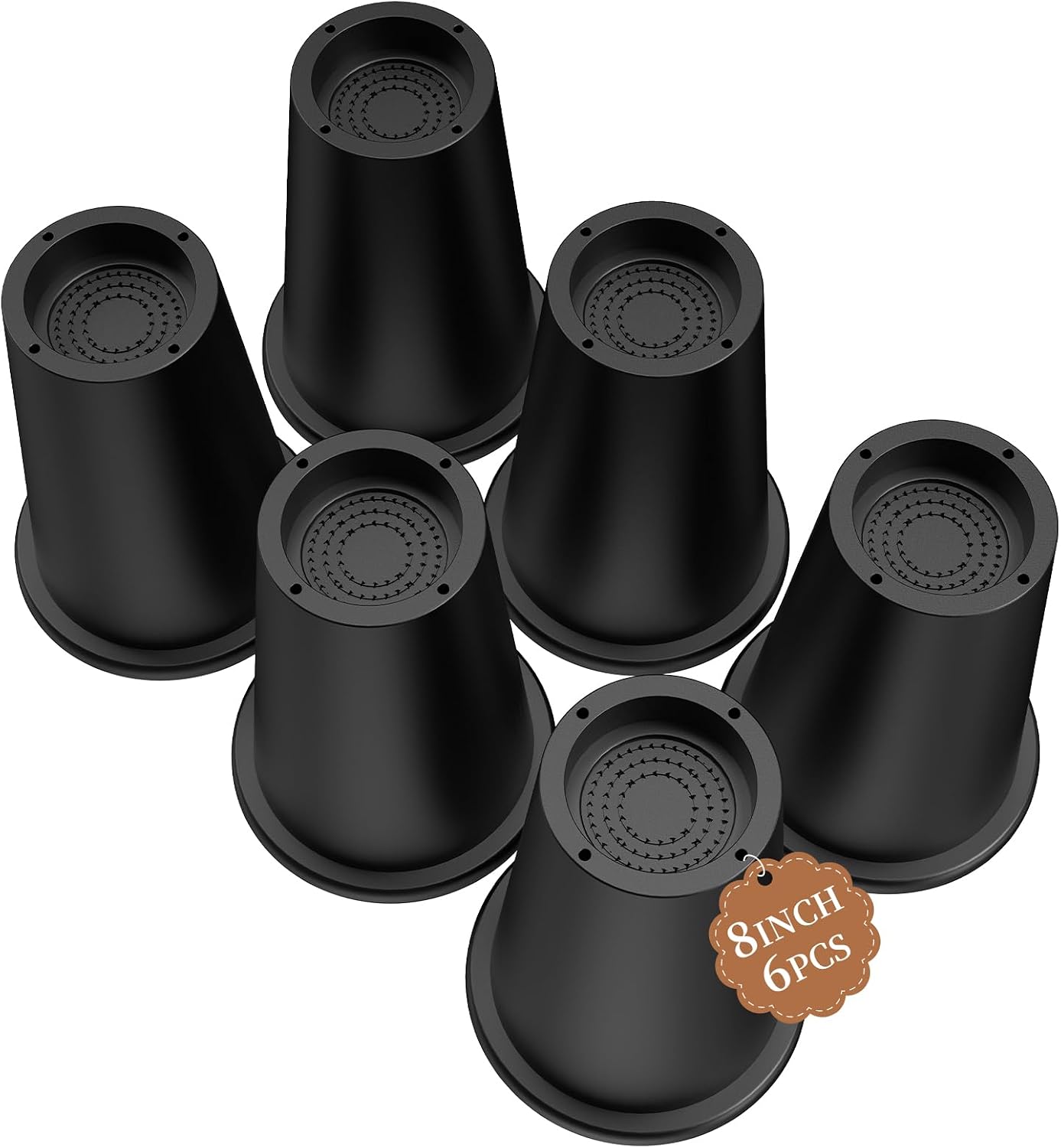 MYMULIKE Bed Rise, Heavy Duty for Chair Risers Round Bed Risers Outdoor Furniture Rise, Under Bed Storage & Dorm Room Essential, Support Up Furniture Height Adjustment 6-Pack 8 inch BST202