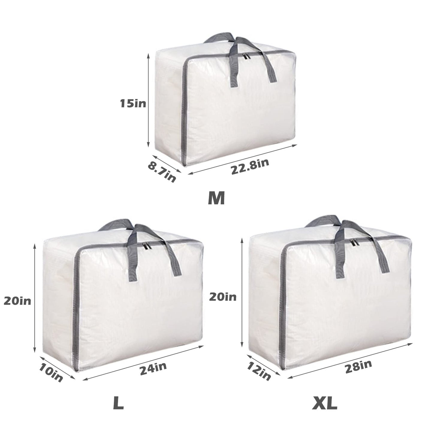 Surblue Clothes Storage Bag Organizer with Durable Handles Thick Fabric Large Capacity for Blanket Comforter Clothing Bedding (Navy, M) BST326H