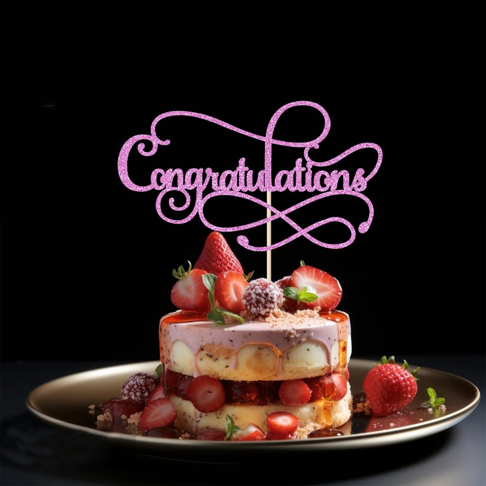 Congratulations Cake Topper,Congratulations 2026 Graduation | Cake Topper,Graduation, Wedding, Retirement, Birthday, Anniversary, Celebration Party Decorations Supplies (Black Gold) BST202