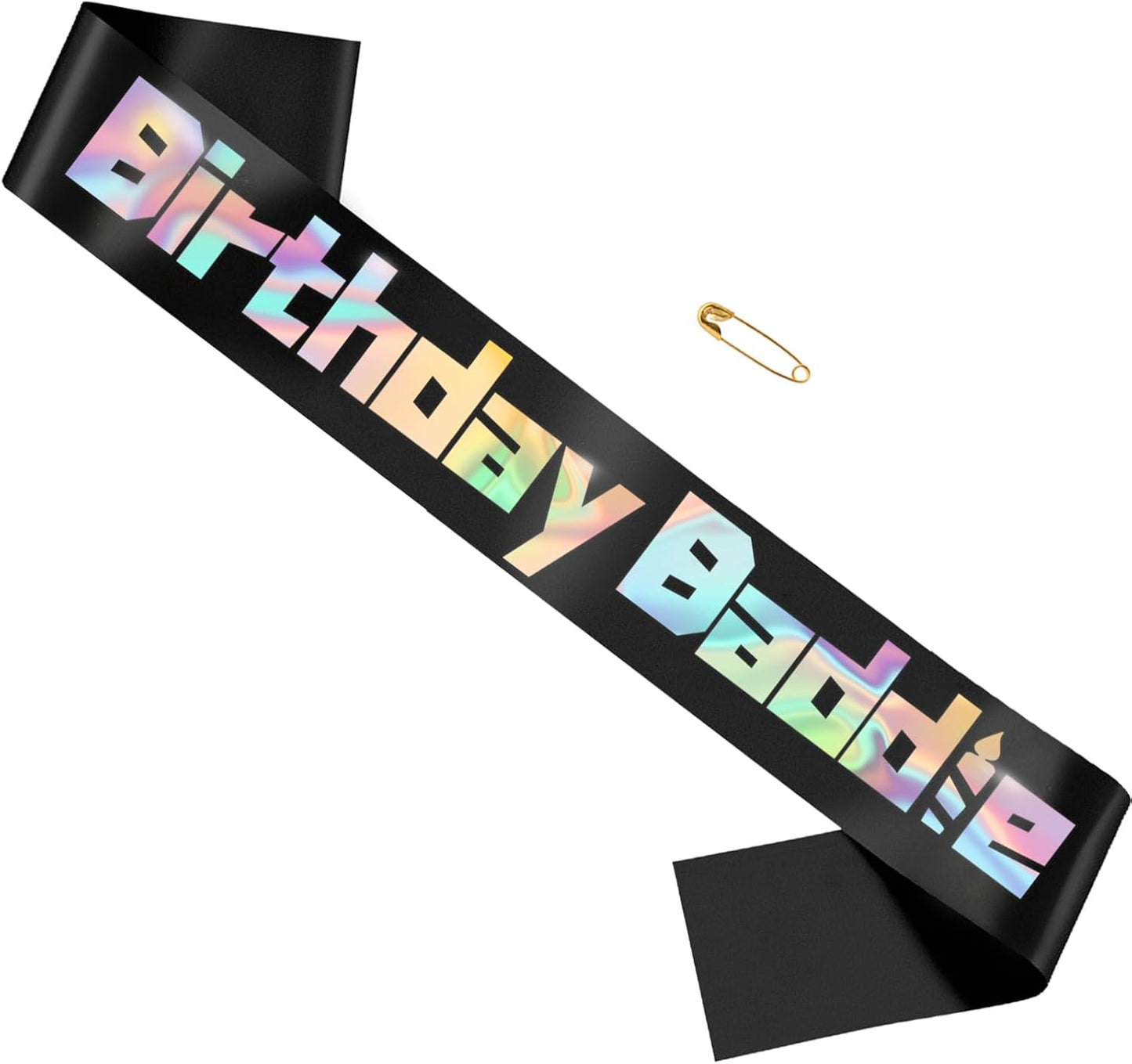 Generic Birthday Baddie Sash, Funny Black + Iridescent Foil Letters, 1 Pcs, Multi-Item Party Favor Packs, For Women, Birthday Party Decorations, Supplies, Favors BST202