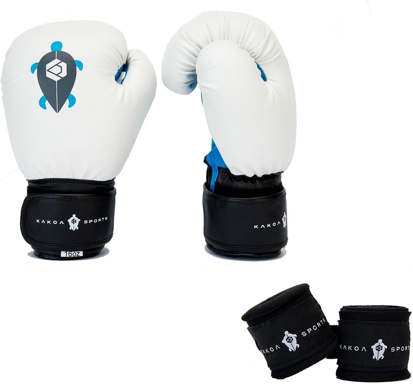 Boxing Gloves & Hand Wraps Set for Women and Men -16oz - Perfect for Boxing, Muay Thai, Kickboxing, MMA Training, Heavy Bag, & Punching Bags - Sparring Gloves (White)