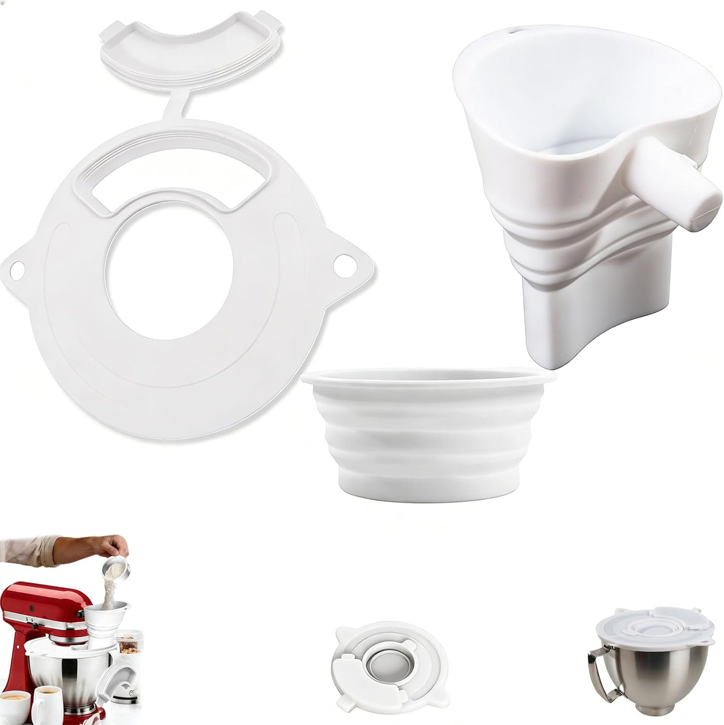 Flour Funnel for Kitchen Aid Mixer,Kitchenaid Attachments for Stand Mixer,Pour Spout for Kitchenaid Mixer,Cookie Countess Flour Funnel for Kitchen Aid,Perfect for Baking, Easy to Use, and Clean BST202