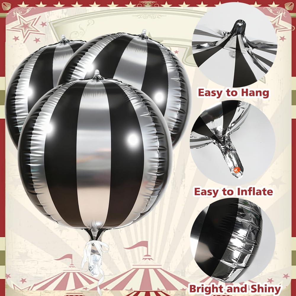 Carnival Theme Balloon 22inch Foil Red and White Balloons Circus Theme Party Decorations Carnival Candy Cane Balloons Striped Balloon Circus Decorations, 8pcs Decor for Birthday Party BST202
