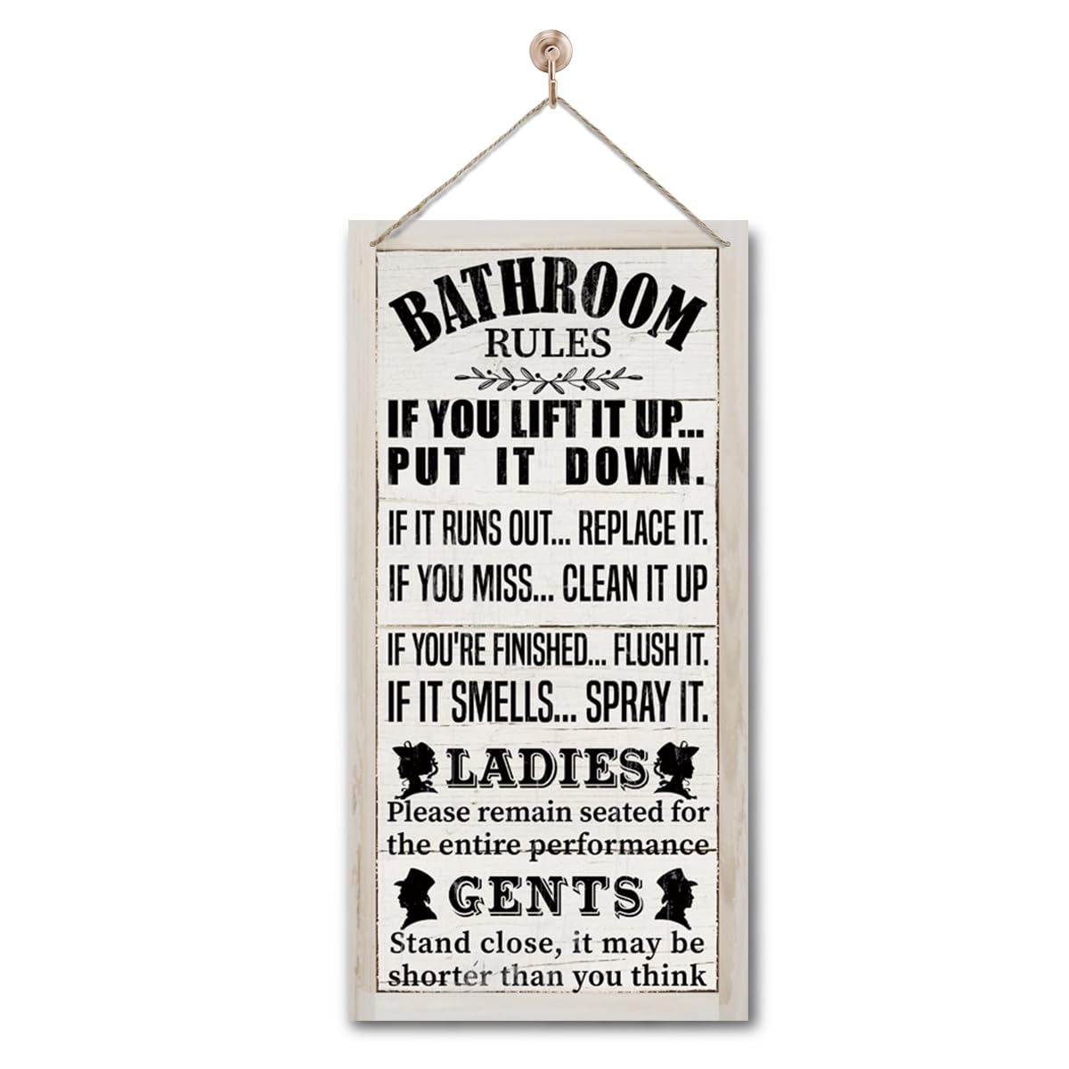 Rustic & Funny Bathroom Signs - Western & Farmhouse Bathroom Rules Wall Decor E1 BST202