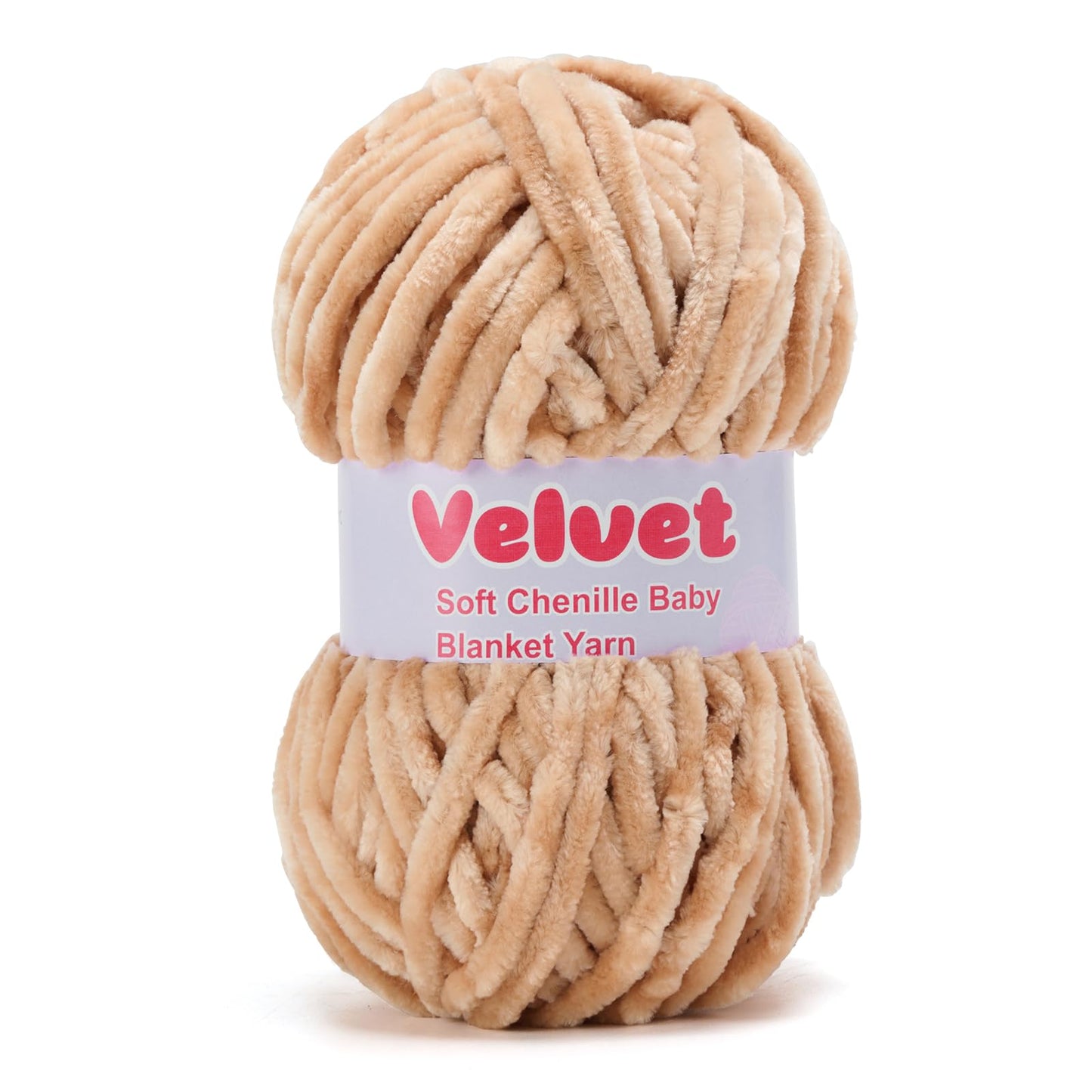Soft Velvet Chenille Yarn for Crocheting & Knitting - Bulky Yarn for DIY Weaving Crafts Beige (3.5oz 66yds/Skein) BST326H
