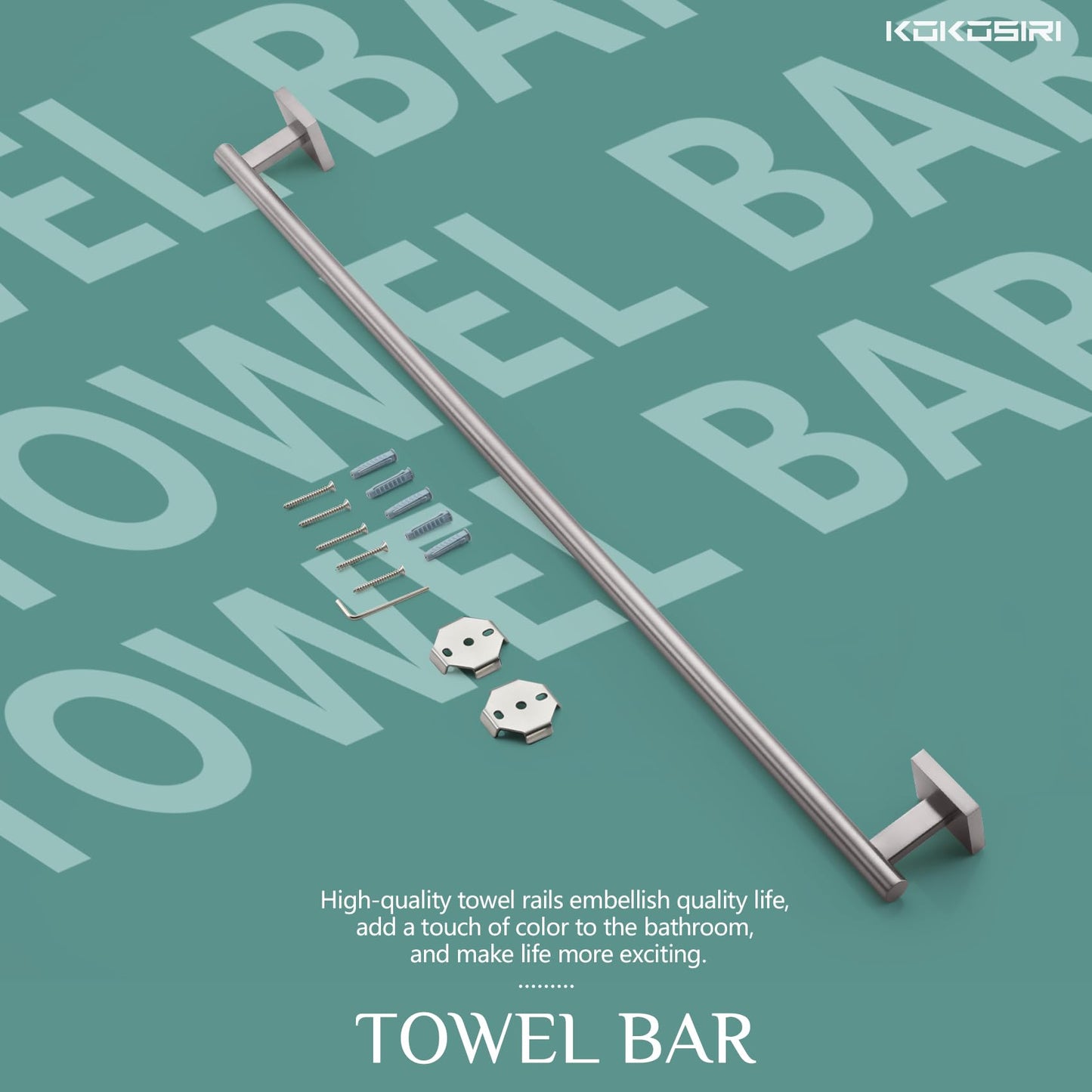 KOKOSIRI Bathroom Towel Bars 16 Inch Towel Rail Matte Black 40CM Hand Towel Holder for Bath Kitchen Wall Stainless Steel B4005BK-L16 BST202