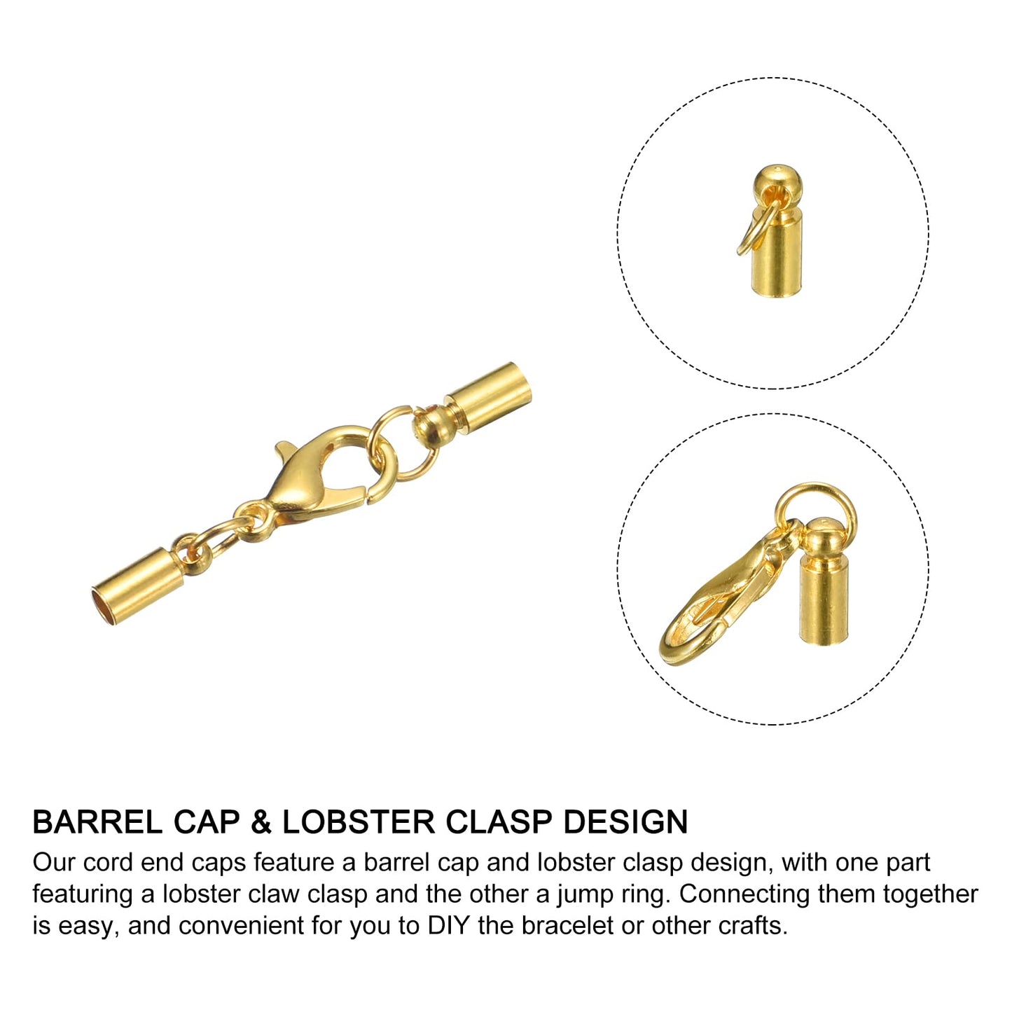 uxcell 20Sets Leather Cord End Caps with Lobster Claw Clasps Fit 4.5mm Cords, Barrel Terminators for DIY Making Leather Bracelets, Bronze Tone BST326L
