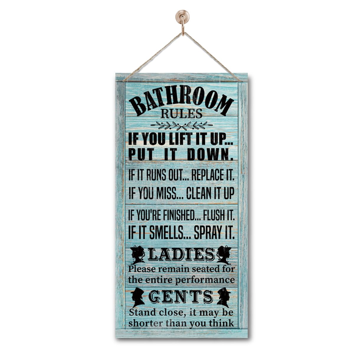 Rustic & Funny Bathroom Signs - Western & Farmhouse Bathroom Rules Wall Decor E1 BST202