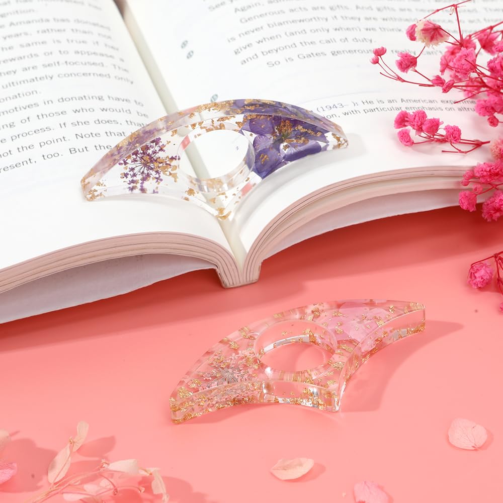 Book Page Holder, 2 Pieces Thumb Page Holder for Reading, Cute Handmade Resin Bookmark, Books Opener Holders Thumb Ring Pages Holders Reading Accessories for Teachers Readers Book Lovers Gifts BST326H