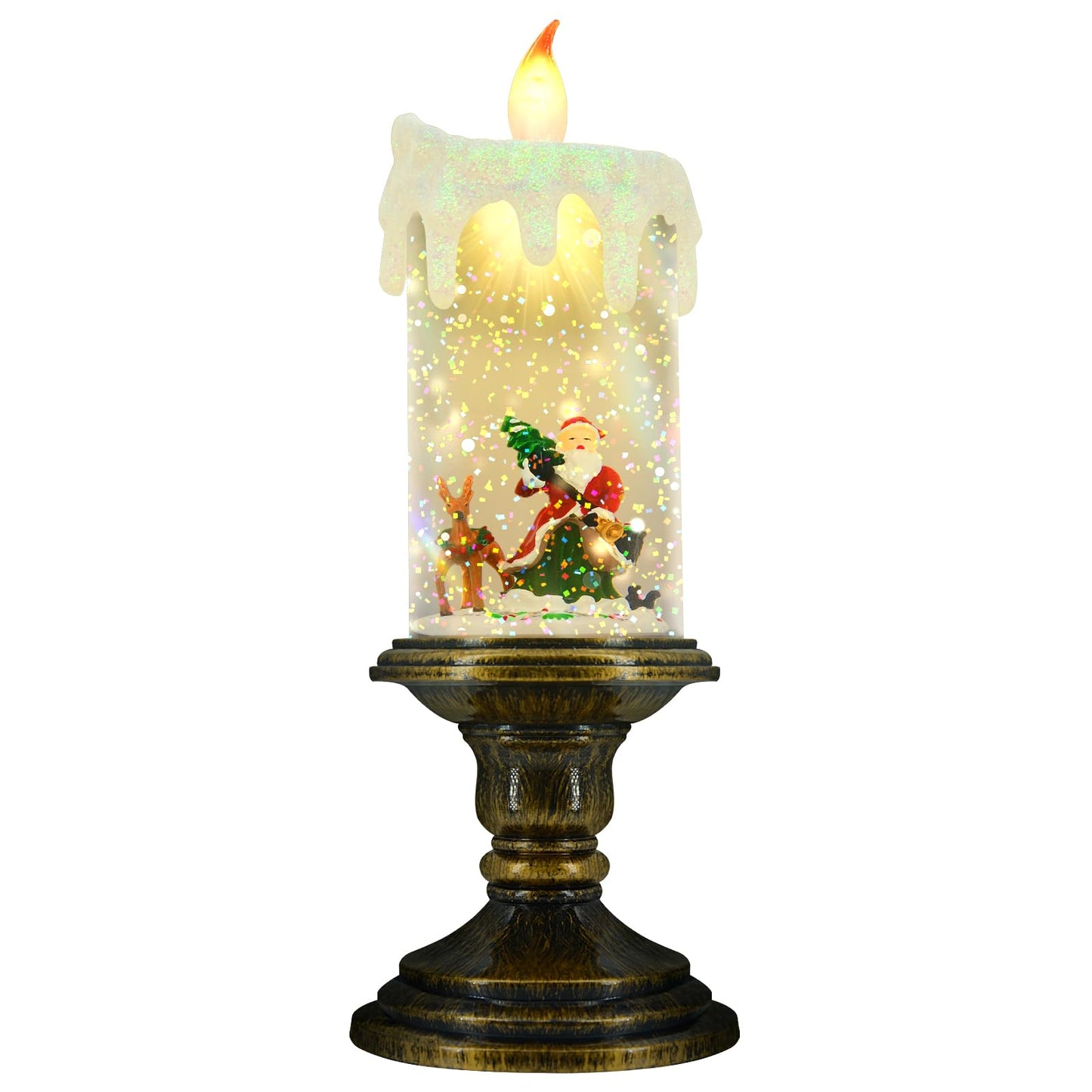 AOMIL Christmas Flameless Candles, Flickering LED Candles with Timer, Snow Globe Candle Lights for Christmas Decorations BST220