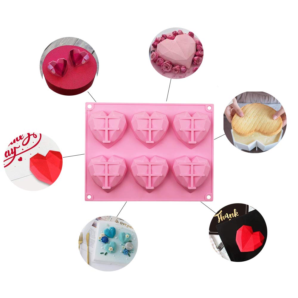 2 Pack Love Heart Silicone Chocolate Bomb Mold DIY Non-stick Silicone Handmade Mold for Valentine Chocolates, Cake, Hard Candy, Baking, Gummy, Ice Cube Trays cake BST202