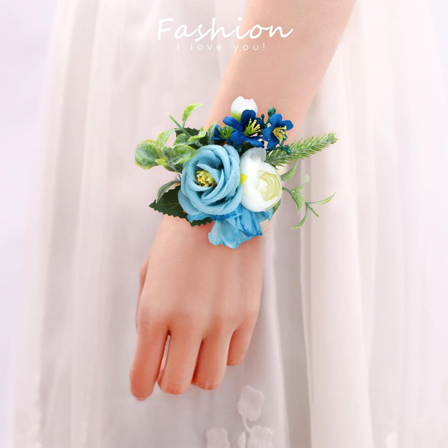 Prom Corsage And Boutonniere Set Orange – Artificial Silk Wrist Corsage & Boutonniere For Men Wedding – Groom Boutonniere For Prom, Homecoming, Courthouse Wedding, White Rose Corsage Wristlet Gift Set BST202