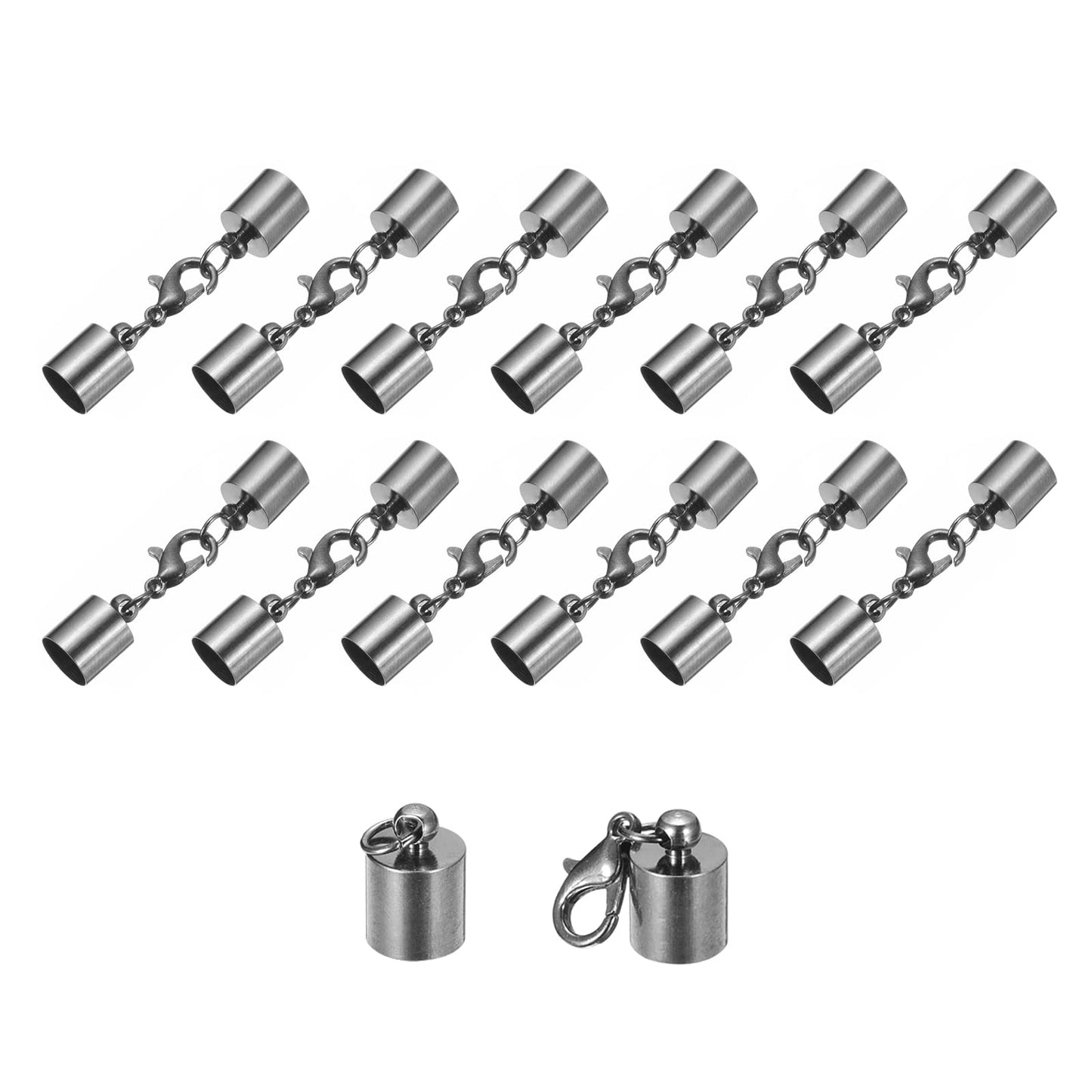 uxcell 20Sets Leather Cord End Caps with Lobster Claw Clasps Fit 4.5mm Cords, Barrel Terminators for DIY Making Leather Bracelets, Bronze Tone BST326L