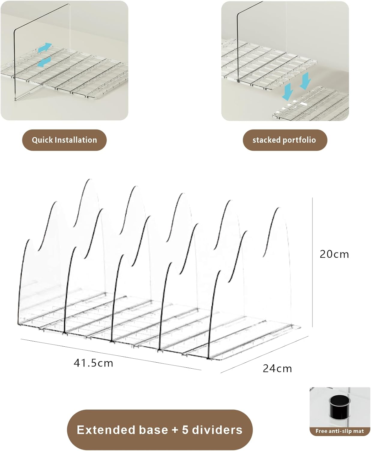 Adjustable Acrylic Purse Organizer for Closet Shelf – Clear Handbag Storage Divider, Pocketbook Rack, Clutch Holder, Purse Shelf Organizer for Women’s Closet Organization BST326H