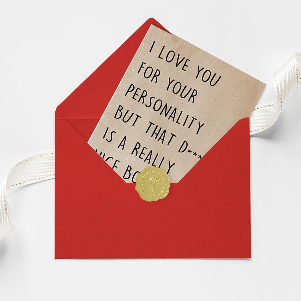 fancu Funny Birthday Card for Boyfriend, Cheeky Card for Husband | 5 x 7 inch cheeky birthday card with matte finish, printed message, red envelope, and sticker for boyfriend or husband BST202