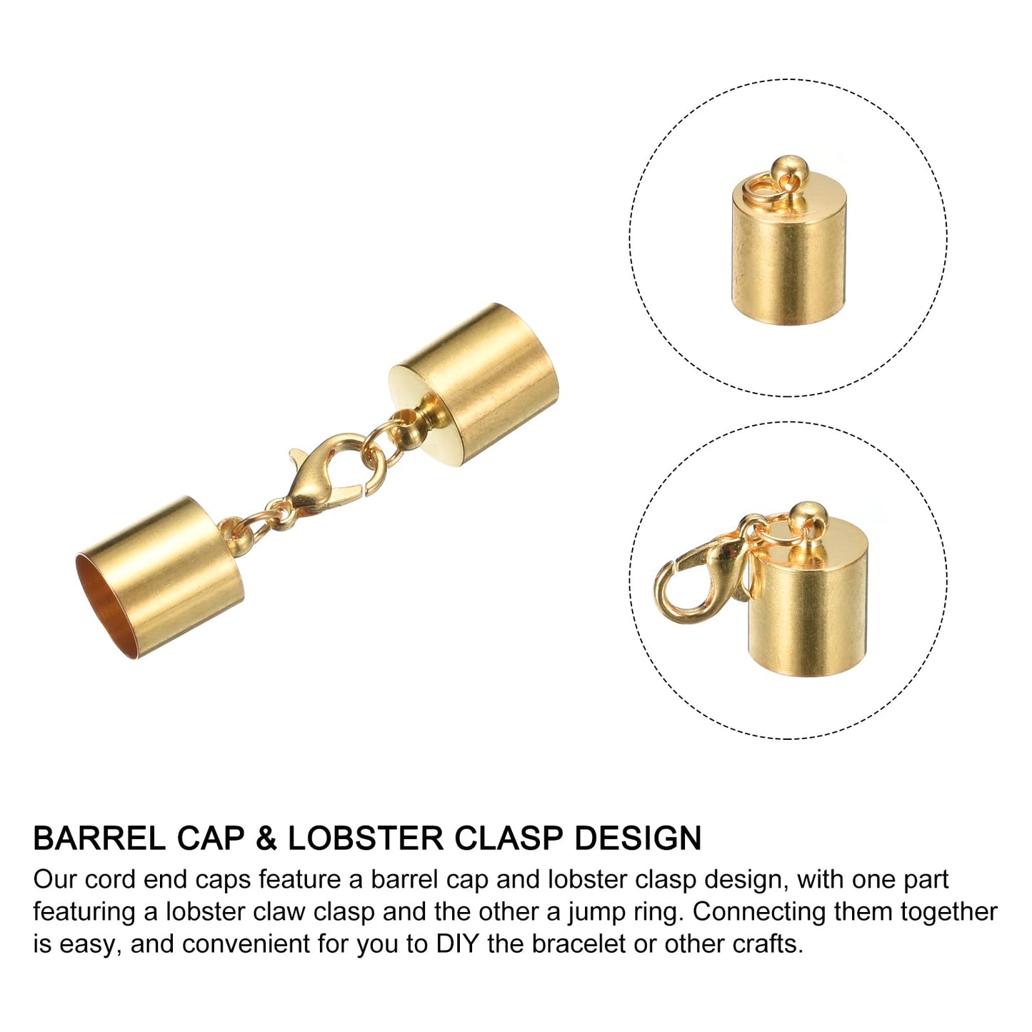 uxcell 20Sets Leather Cord End Caps with Lobster Claw Clasps Fit 4.5mm Cords, Barrel Terminators for DIY Making Leather Bracelets, Bronze Tone BST326L