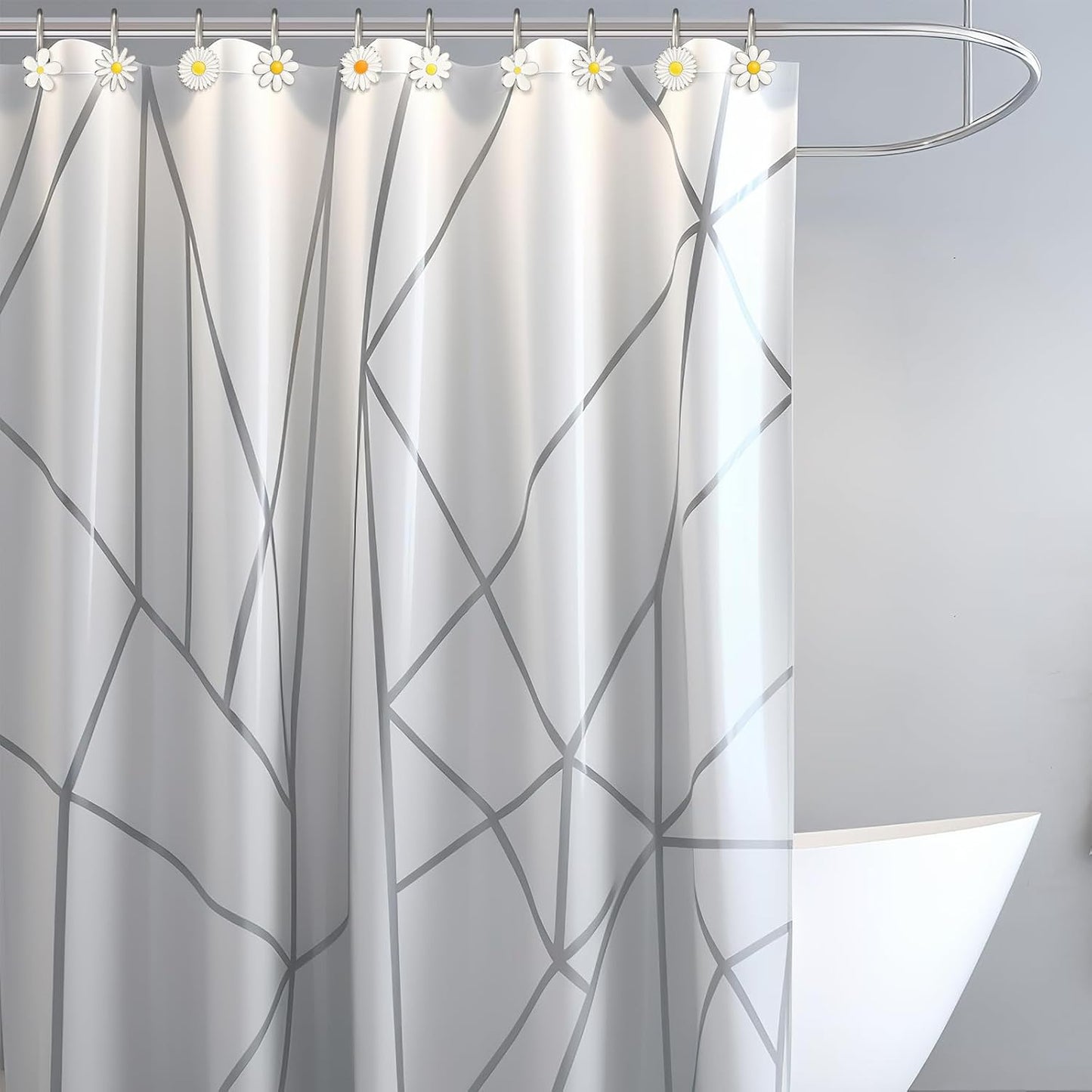 LEIFIDE 12 Pcs Spring Summer Metal Sunflower Shower Curtain Hooks SunflowerFlower Shower Curtain Hooks Floral Decorative Curtains Hangers Rings for Gifts Living Room Bathroom Decor BST326L