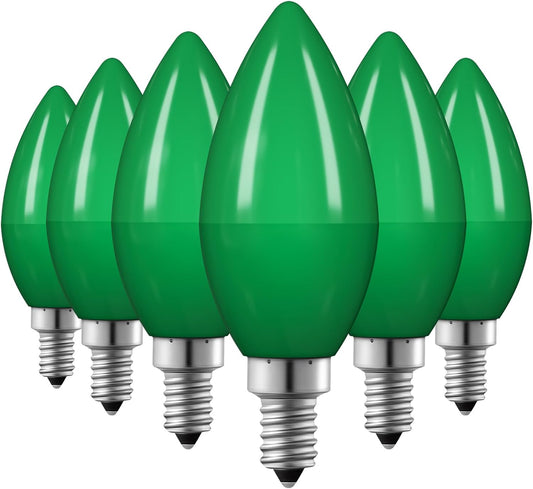 EDISHINE St. Patrick's Day/Easter C35 Green Dimmable LED Light Bulb, E12 Candelabra Bulbs, 60 Watt Equivalent, LED Chandelier Bulb, Vintage Candle Light Bulb Festival Decor Bulbs, 6 Pack WN420