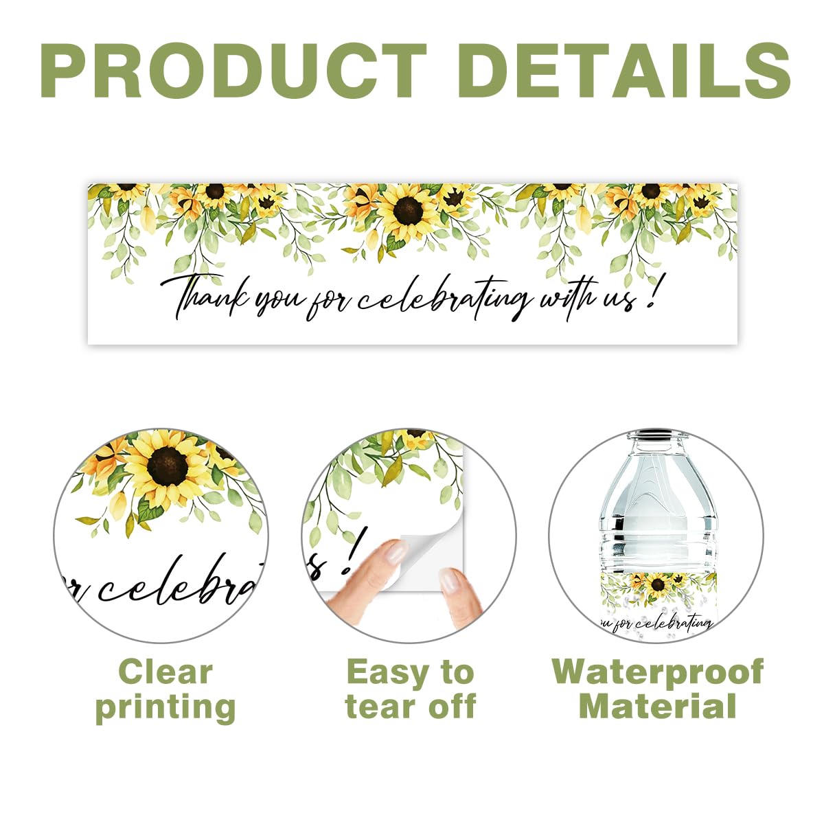 100 Pcs Wedding Water Bottle Labels Floral Wedding Bottle Stickers | Water Bottle Labels Sticker for Wedding Bridal Shower Prom Graduation Party Table Decoration Supplie BST326H