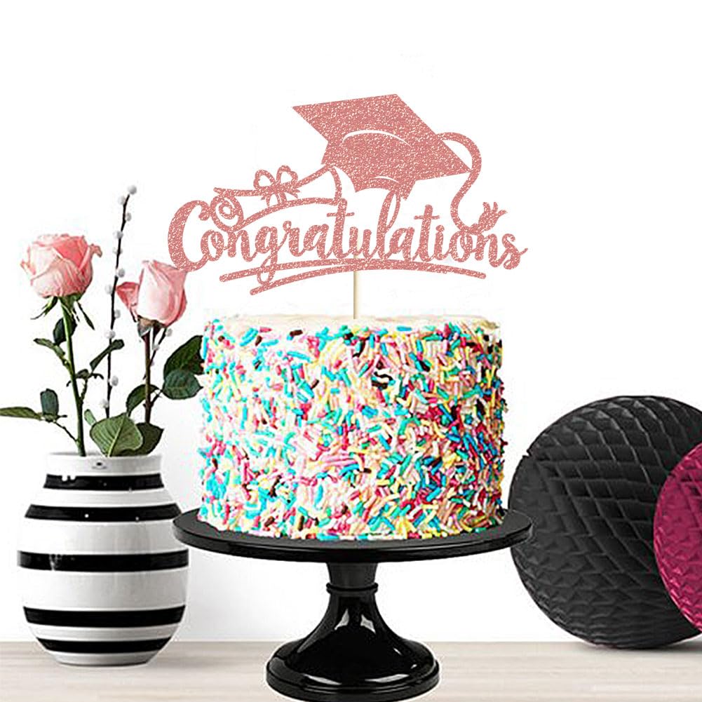 Congratulations 2026 Graduation Cake Topper Red Glittery Class of 2026 Cake Topper Congrats Grad Party Cake Decor for 2026 Senior High School College Grad Party Supplies Decorations BST220
