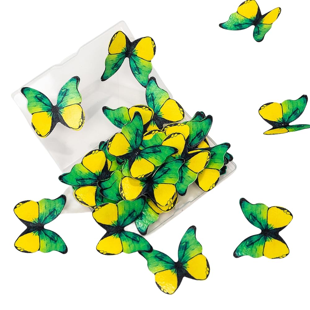 Edible Butterflies for Cake Decorating, Rainbow edible Butterfly Cake Toppers and Cupcake Toppers, Edible Wafer Paper Butterflies Set of 48 Rainbow Cake Food Decorations (5Colors-1) BST326L
