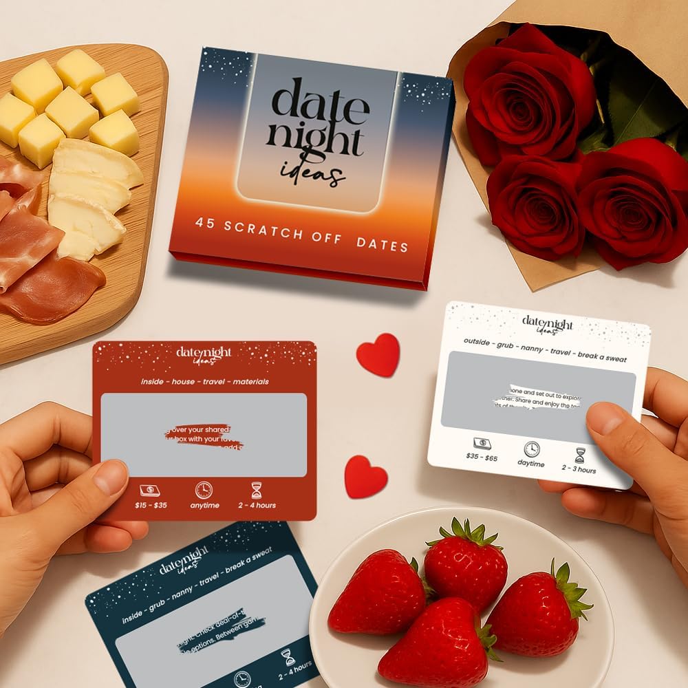 45 Romantic & Fun Scratch Off Date Night Ideas Card Game, Couple Gifts for Boyfriend, Girlfriend, Wife, Husband, Engagement, Birthday, Anniversaries or Bridal Shower Gifts WN420