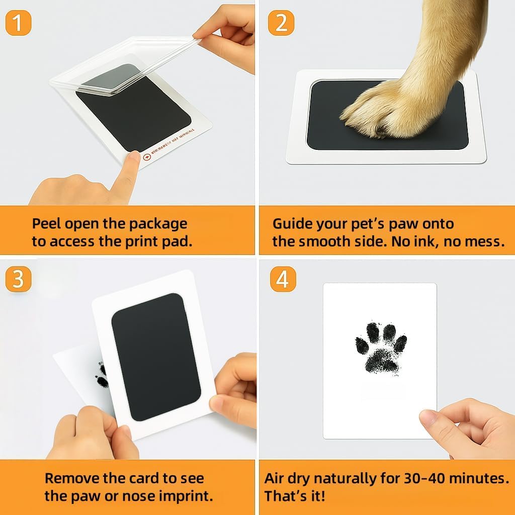 Paw Print Kit for Dogs, Inkless Clean Touch 3.1×4.9 in, Paw Print Kit for Dogs and Cats, Mess-Free for Puppies Kittens Pet Memorial WN420