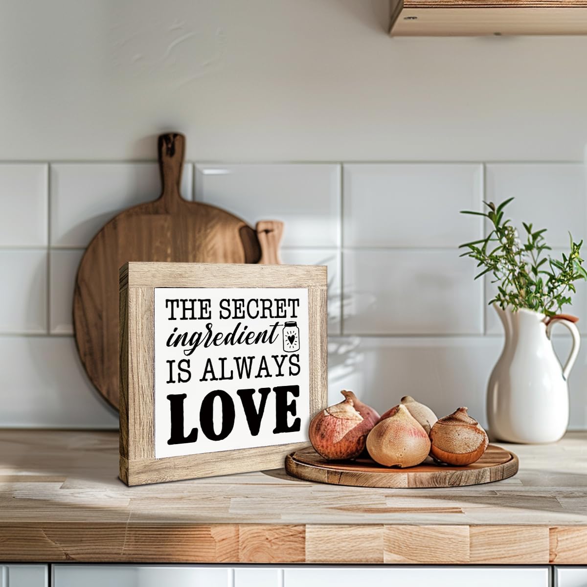 Just A Spoonful of Sugar Sign, Coffee Decor Sign, Rustic Kitchen Box Signs, Coffee Station Decor, Modern Farmhouse Home Decors for Kitchen Bar, Cafe Decors, Freestanding Wooden Plaque BST326L