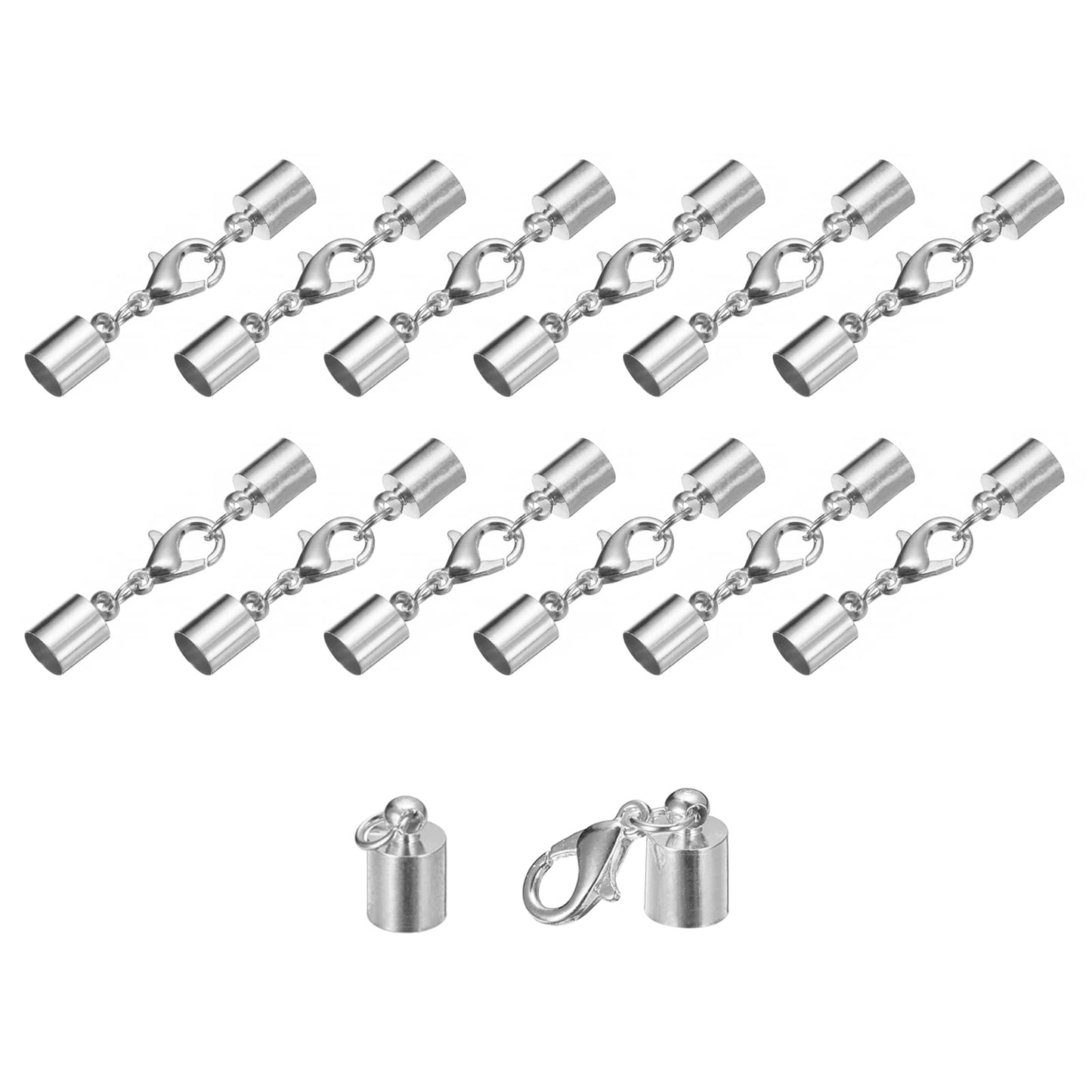uxcell 20Sets Leather Cord End Caps with Lobster Claw Clasps Fit 4.5mm Cords, Barrel Terminators for DIY Making Leather Bracelets, Bronze Tone BST326L