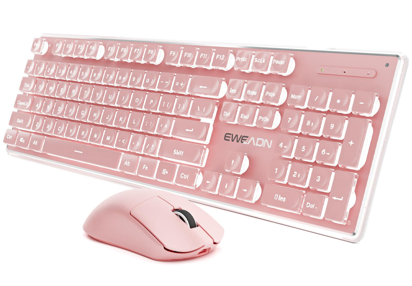 V3 Wireless Keyboard and Mouse with Single Backlit, Metal Panel, Bluetooth/2.4G Rechargeable Computer Keyboard and Mouse Combo Silent Lighted Full Size Cute Keyboards-White