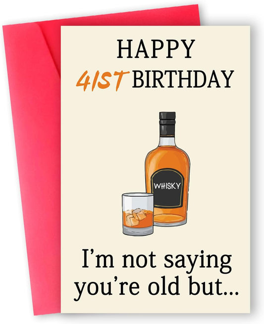Funny 41st Birthday Card, Best 41st Birthday Gifts Women Men, Unique 41st Birthday Decorations for Him Her, Happy 41 Year Old Bday Card Gifts for Husband Wife WN420