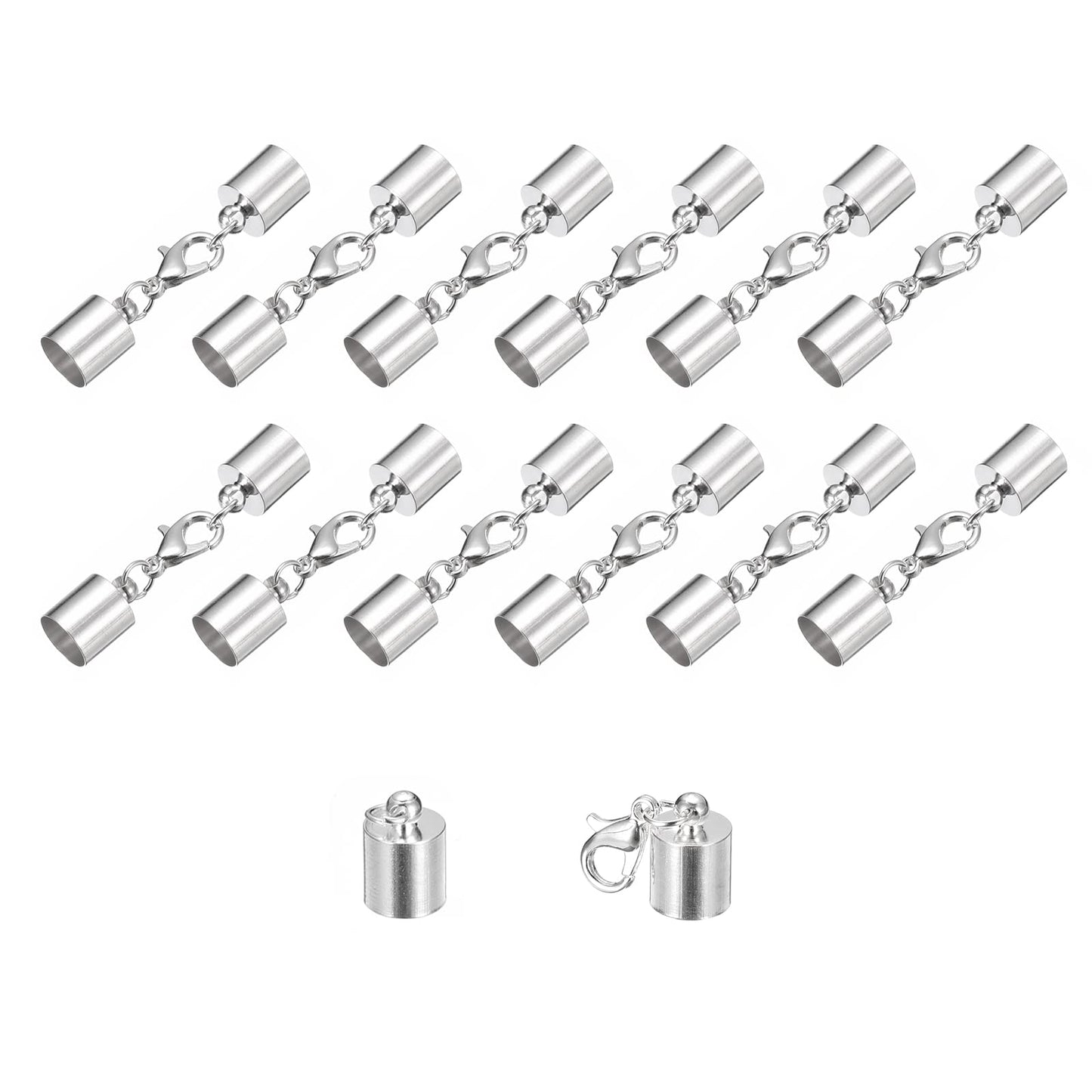 uxcell 20Sets Leather Cord End Caps with Lobster Claw Clasps Fit 4.5mm Cords, Barrel Terminators for DIY Making Leather Bracelets, Bronze Tone BST326L