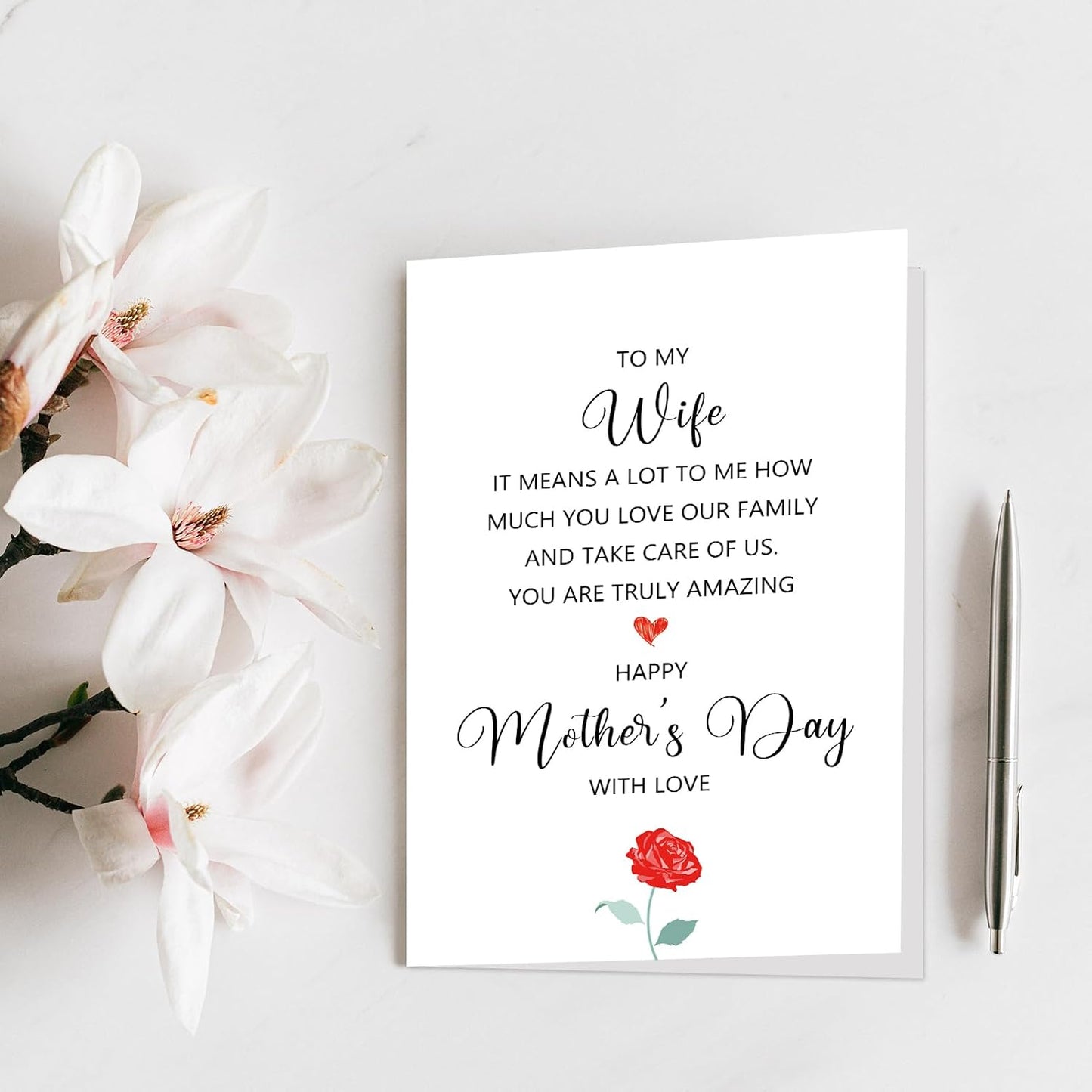 Qiliji Mother's Day Card for Wife, Wife Mothers Day Card from Husband, Happy Mother's Day Card to My Amazing Wife, It Means A Lot To Me How Much You Love Our Family And Take Care Of Us WN420