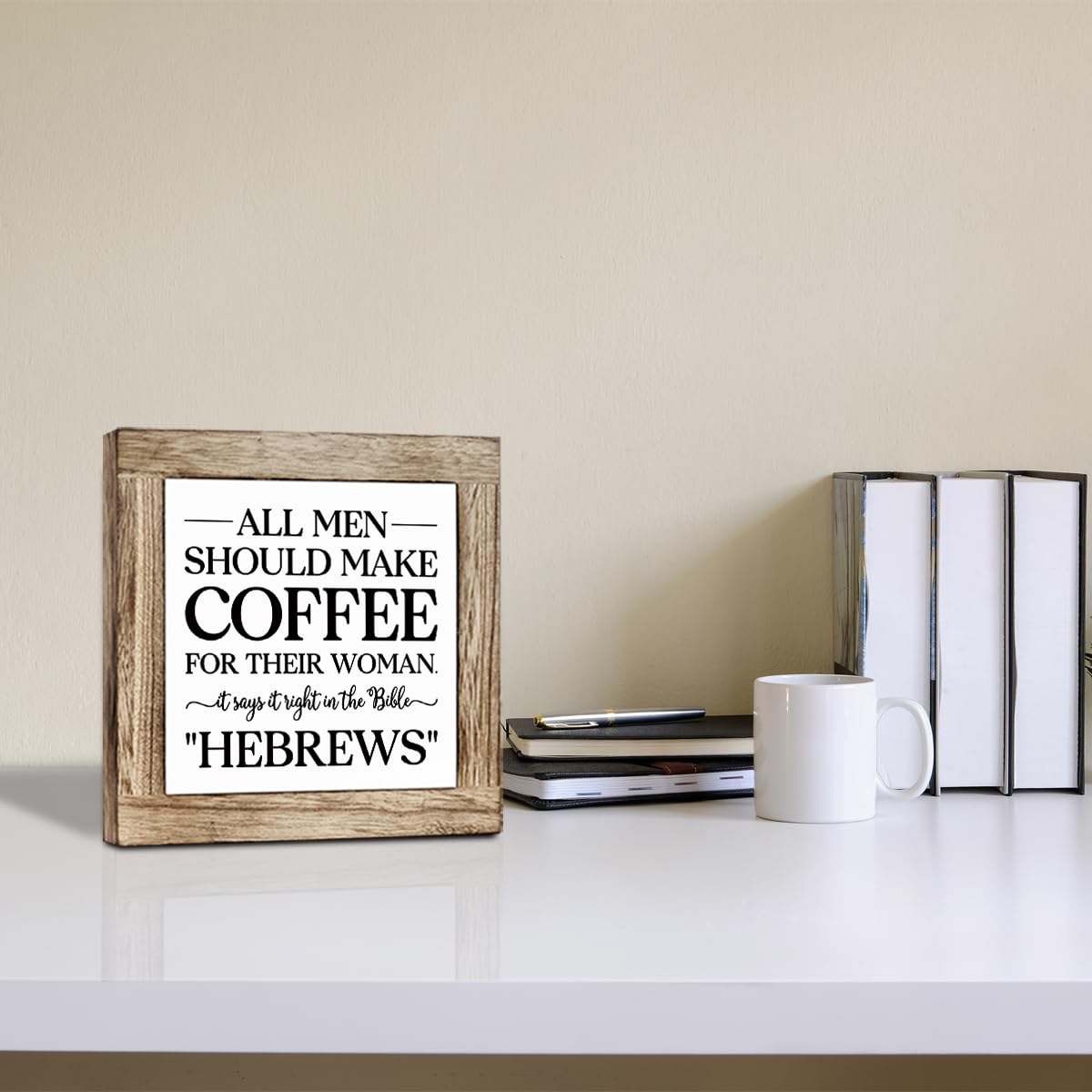 Funny Wooden Coffee Bar Decor Sign, Bar Decorations, in the Morning When Rise Give Me Jesus (and Coffee), Cafe Table Top Shelf Accessories, Cafe Signs Decor 5.9x5.9 Inches BST202