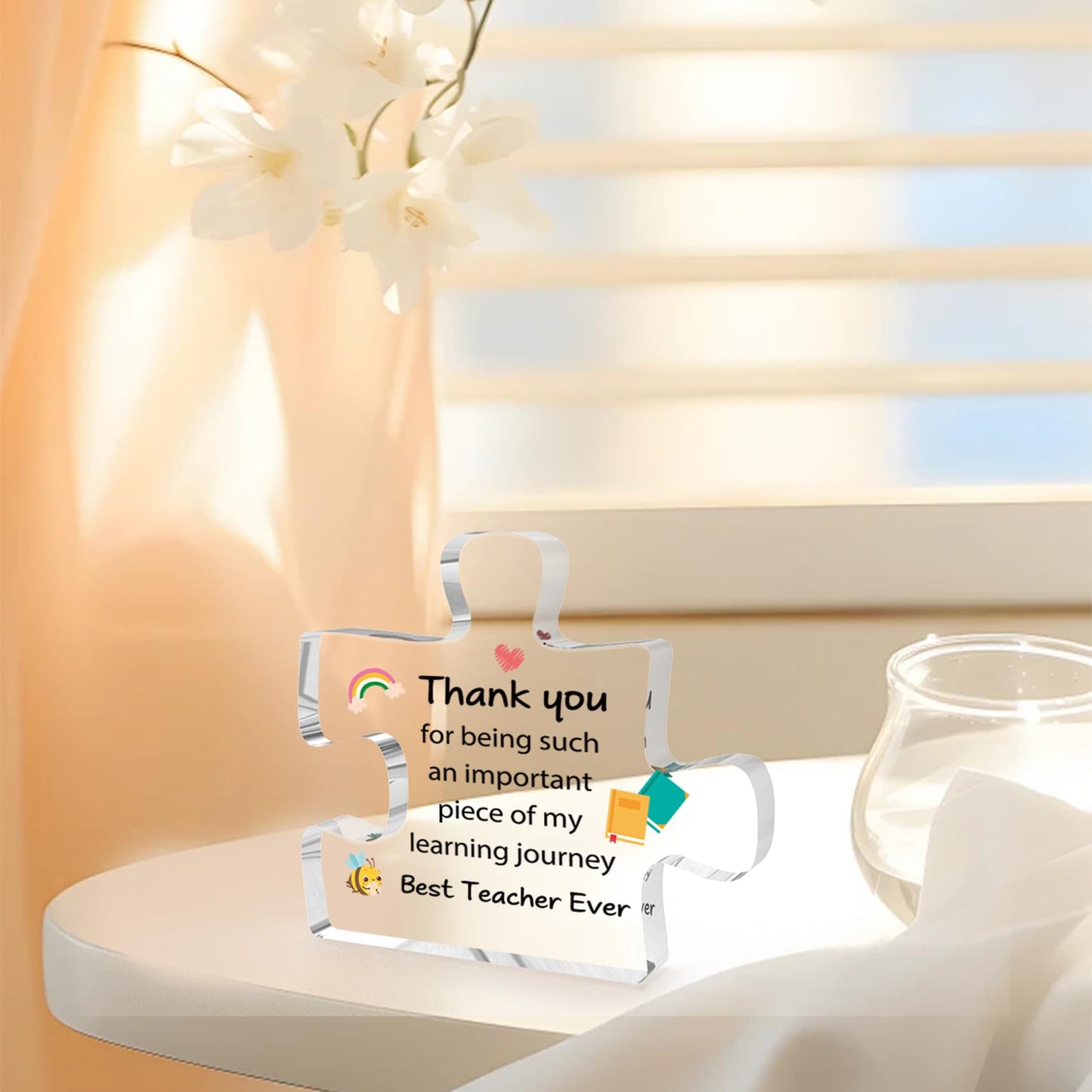 Teacher Appreciation Gifts End of Year Thank You Christmas Retirement Back to School Graduation Halloween Thanksgiving Teacher Gifts for Women Acrylic Plaque Decor with Sunflower for Teachers BST326L